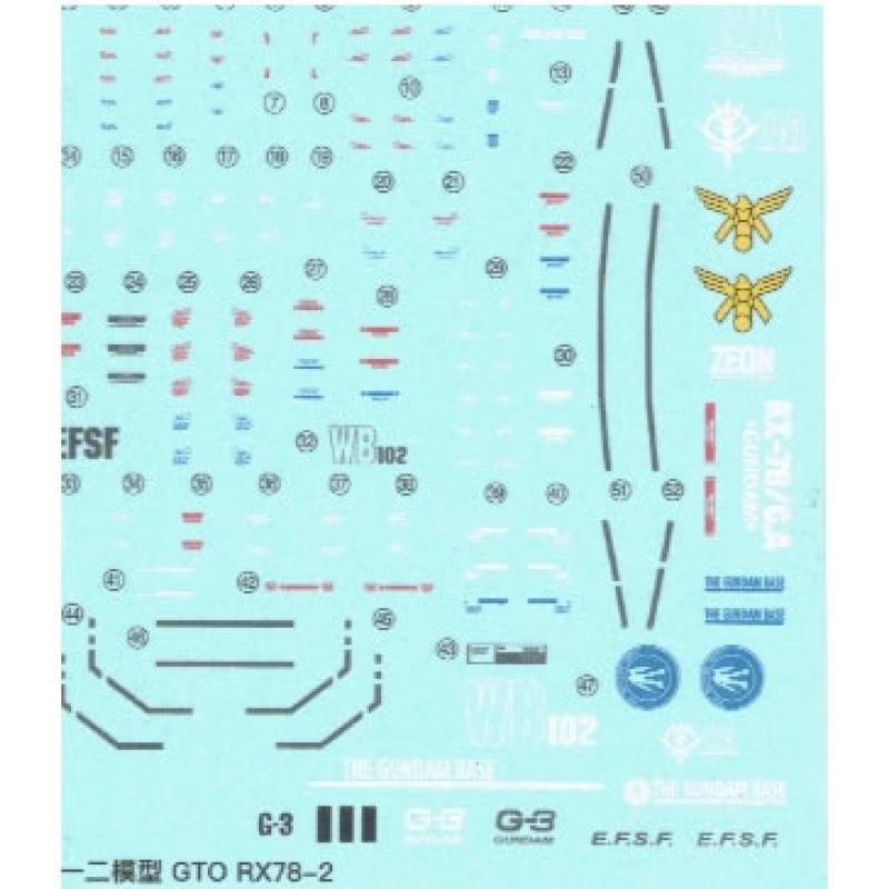 Water Decal for HG 1/144 GTO RX-78-2 Gundam
