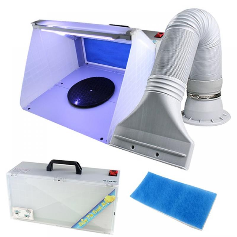 HS-E420 Portable Mini Airbrush Spray Booth & Extractor with LED Light