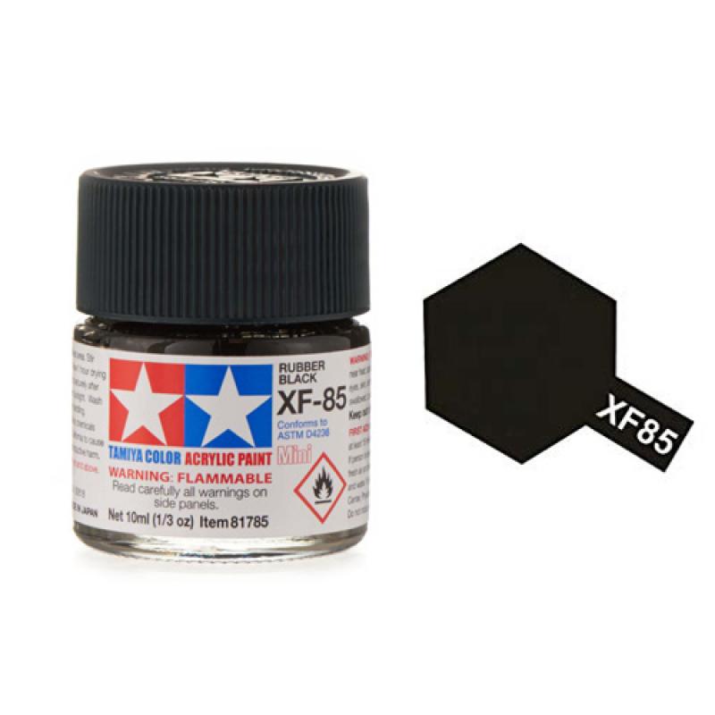 Tamiya Color Acrylic Paint XF-85 Rubber Black (10ml)