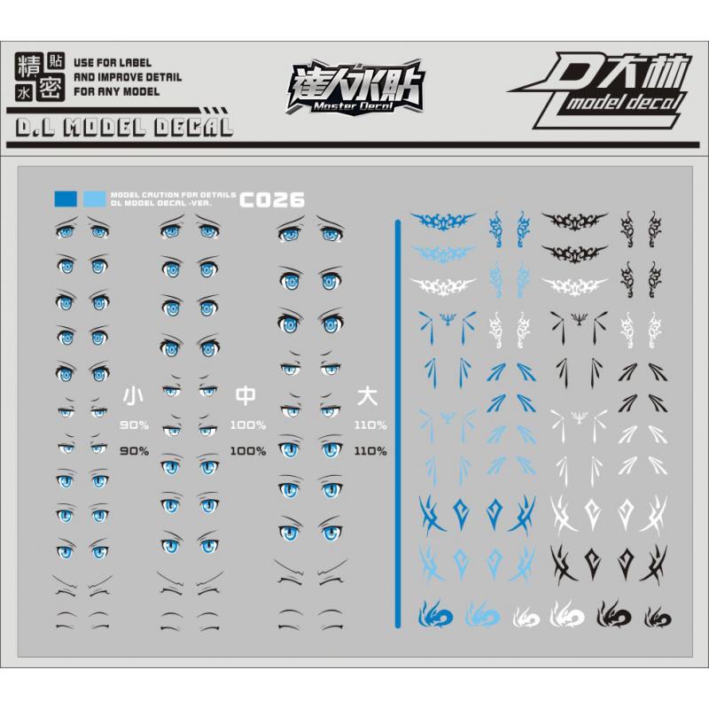 [Da Lin] Water Decal for Blue, White, & Black Colored Eye Reaction / Body Tatto / General Purpose