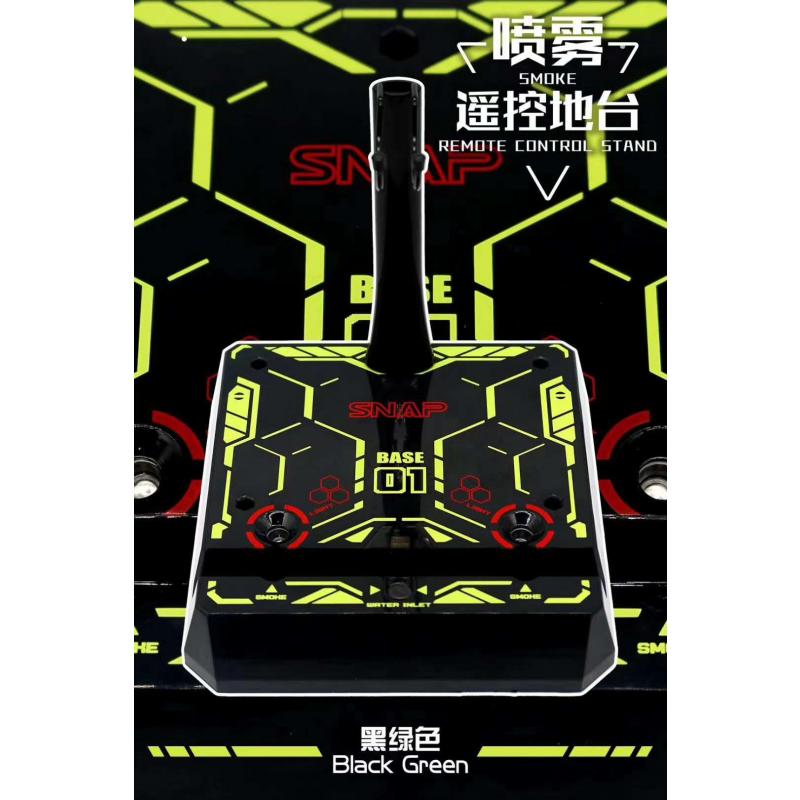 SNAP Gundam Action Base Stand Base with 7 coolor LED light (with Controller) with Smoke Effect 01 - Black with Yellow Stripe