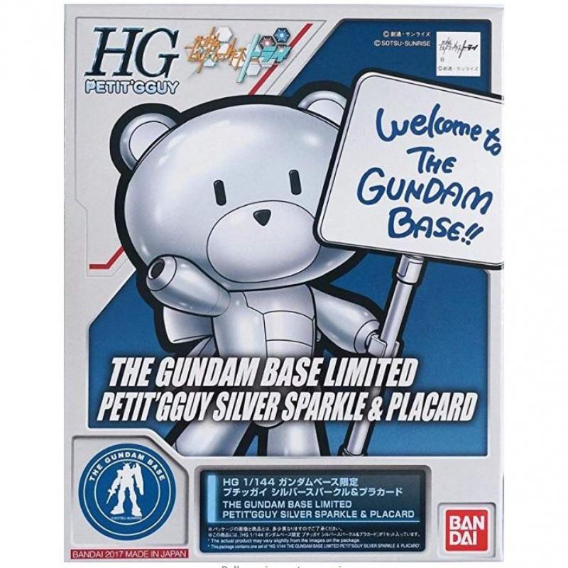 [The Gundam Base Limited] Bandai 1/144 HG Petit gguy Silver Sparkle and Placard
