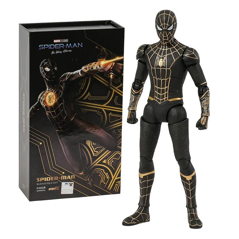 ZD [Zhong Dong] 7 inch 1:9 Scale No Way Home Spider Man Black Gold Suit Spiderman
