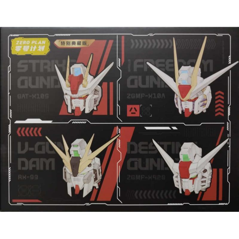 Zero Plan 1/100 GK Modified Pre-Painted Gundam heads (Destiny (with Spec II) + Strike Freedom + Strike + Nu Gundam)
