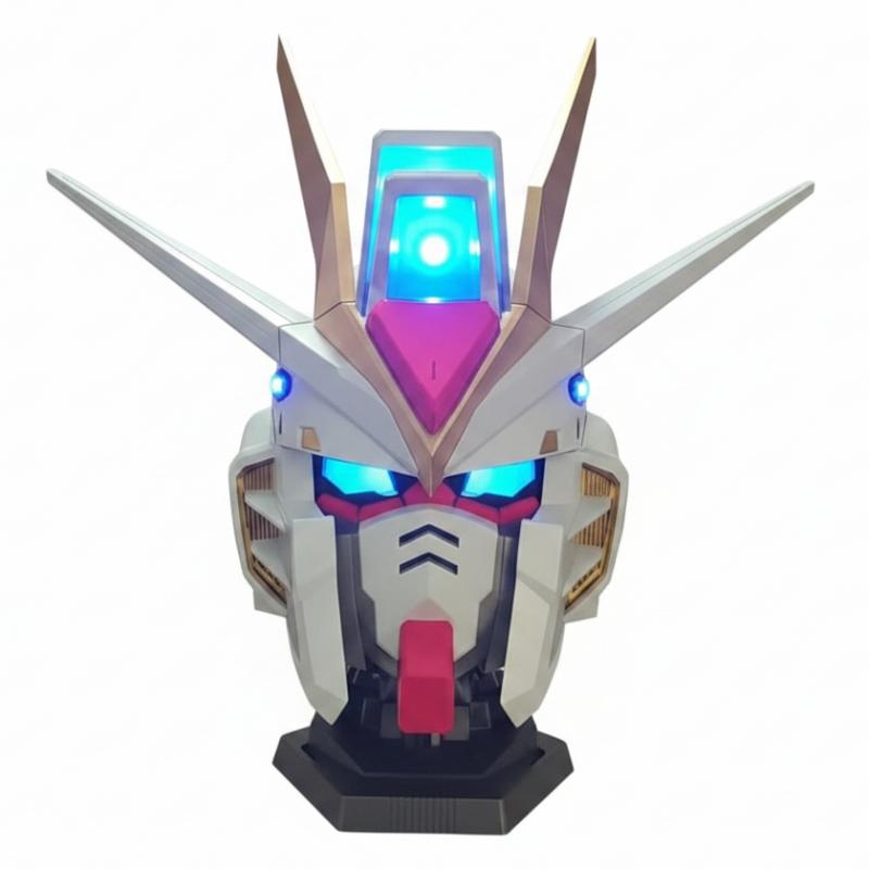 BN Head Collection Strike Freedom Gundam Head Display / Wearable Helmet with LED Light Display Base and Water Decal