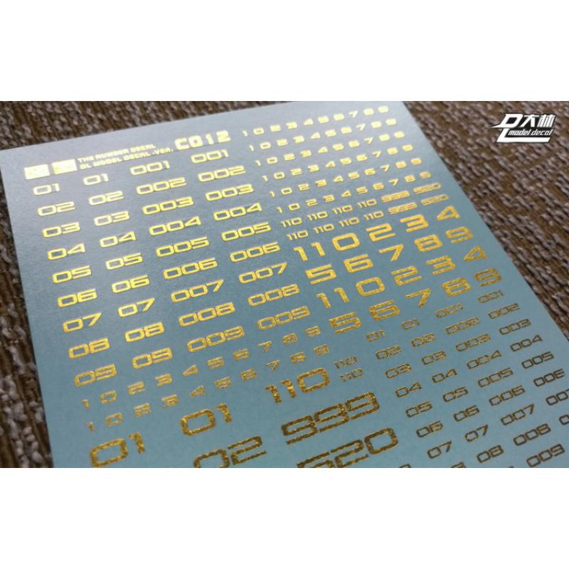 [Da Lin] Number Symbol Water Decal (Bronzing Gold Color Coating)