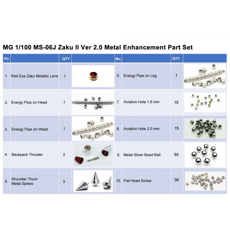 [Metal Part] MG 1/100 MS-06J Zaku II Ver 2.0 Metal Enhancement Part Set