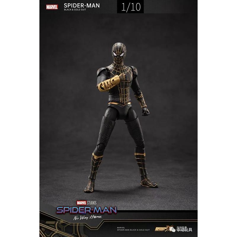 ZD [Zhong Dong] 7 inch 1:9 Scale No Way Home Spider Man Black Gold Suit Spiderman