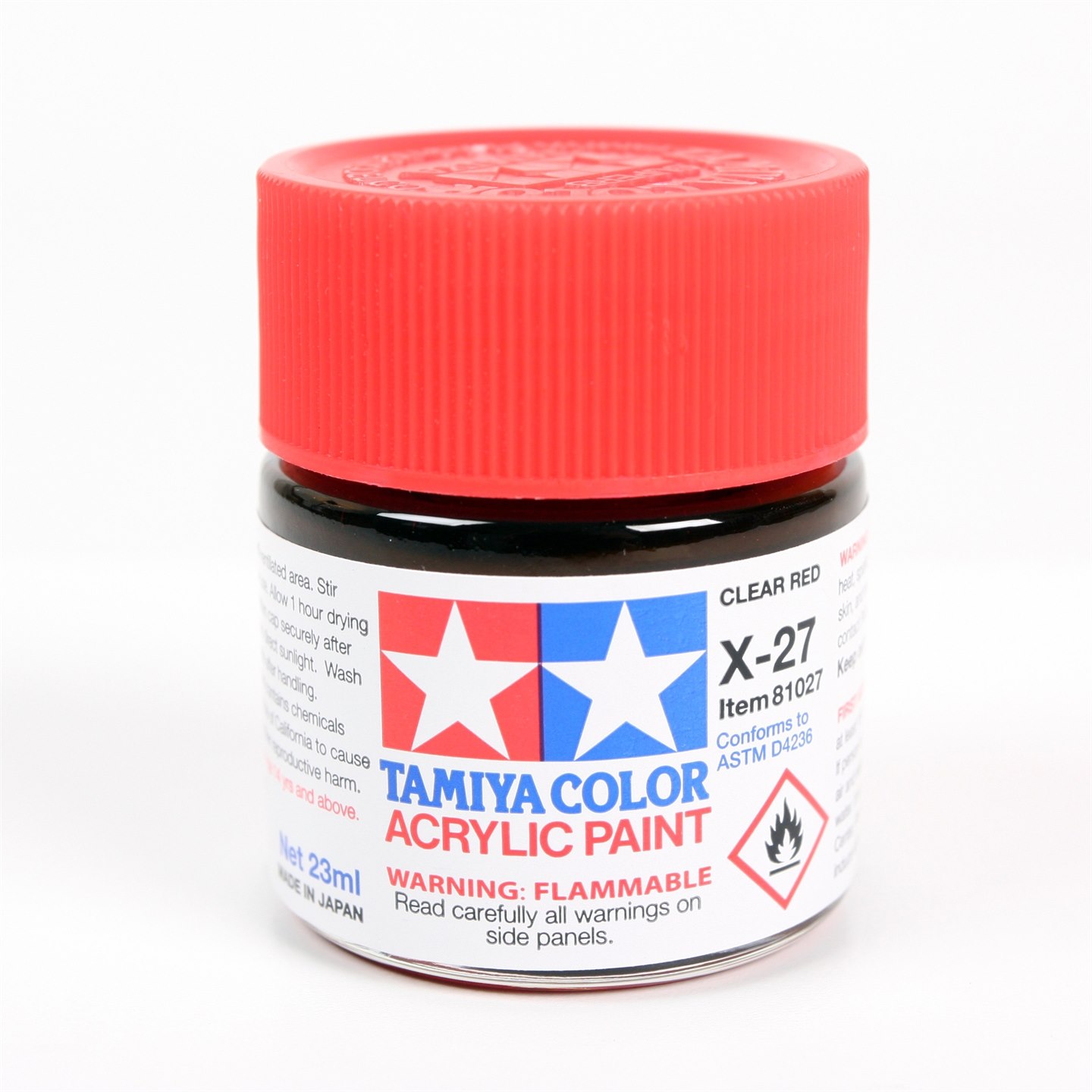 Tamiya Color Acrylic Paint X-27 (Clear Red) (23ml)