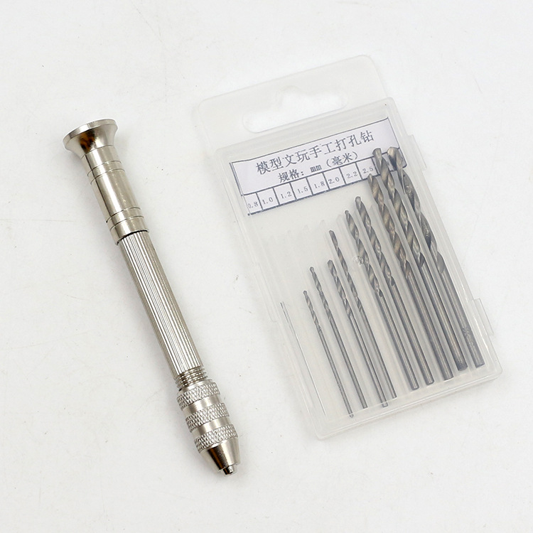 Manual Hand Drill tool with 10 Drill Heads (0.8 - 3.0mm)