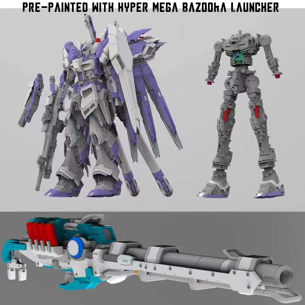 [V-TIGER] Metal Inner Frame MG 1/100 Hi-Nu Gundam with Pre-painted Runner Parts and Hyper Mega Bazooka Launcher